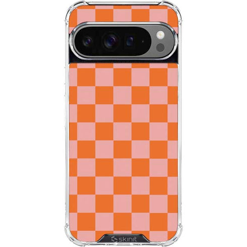 Orange Checkered Google Pixel 10 Pro XL Clear Case